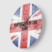 Unbehagliches Design der Union Jack. Text anpassen Große Wanduhr (Winkel)