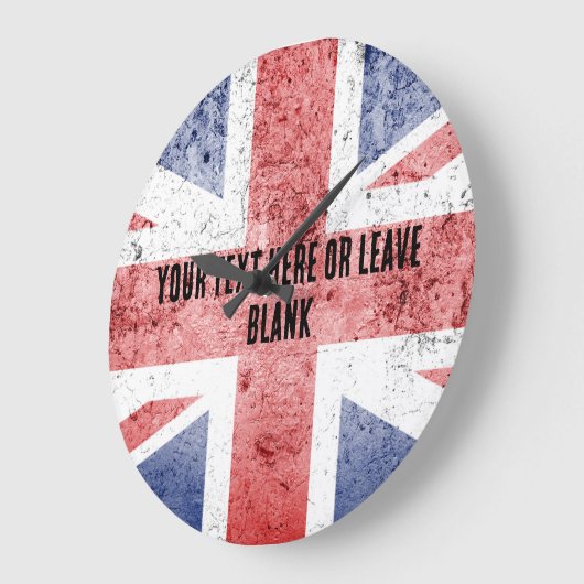 Unbehagliches Design der Union Jack. Text anpassen Große Wanduhr (Winkel)
