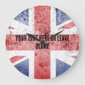 Unbehagliches Design der Union Jack. Text anpassen Große Wanduhr (Vorderseite)