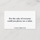 Unbehagliches Gespräch, stinkender Atem Telefonnummerkarte (Rückseite)