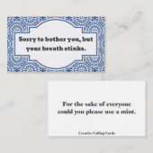 Unbehagliches Gespräch, stinkender Atem Telefonnummerkarte (Vorne/Hinten)