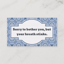 Unbehagliches Gespräch, stinkender Atem Telefonnummerkarte