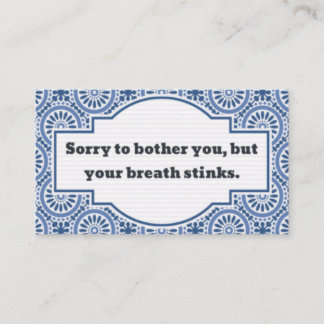 Unbehagliches Gespräch, stinkender Atem Telefonnummerkarte