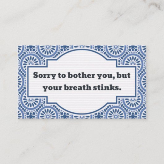 Unbehagliches Gespräch, stinkender Atem Telefonnummerkarte (Vorderseite)