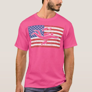 Unbehagliches Tauchen mit amerikanischer Flagge T-Shirt