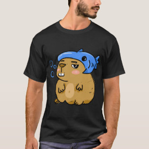 Unbeholfener Tierhutmützen-Club - Fisch Capybara T-Shirt