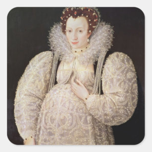 Unbekannte Dame, c.1595-1600 Quadratischer Aufkleber