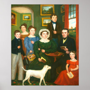 Unbekannte Familie mit Terrier, Britische Kunst Poster