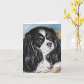 Unbekümmerte Königcharles Spaniel-Anmerkungskarte Karte (Gelbe Blume)