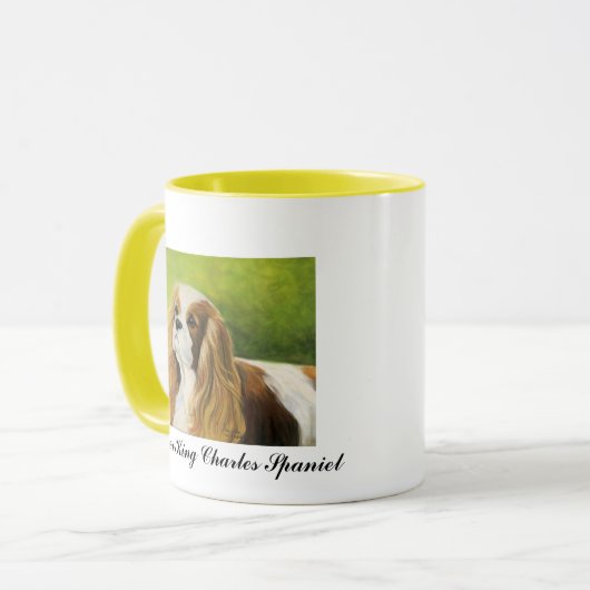 Unbekümmerte Königcharles Spaniel-Hundekunst-Tasse Tasse (Vorderseite Links)