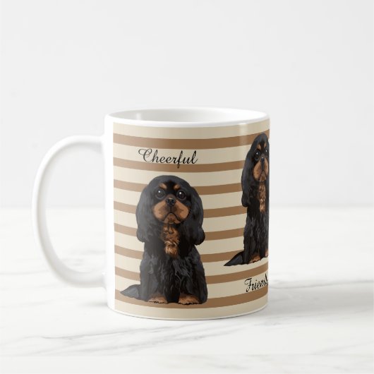 Unbekümmerte Königcharles Spaniel-illustrierte Kaffeetasse (Links)