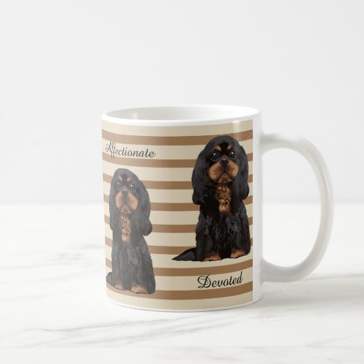 Unbekümmerte Königcharles Spaniel-illustrierte Kaffeetasse (Rechts)