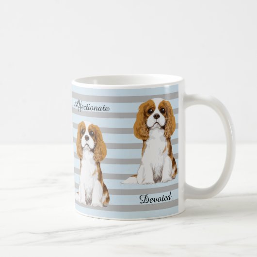 Unbekümmerte Königcharles Spaniel-illustrierte Kaffeetasse (Rechts)