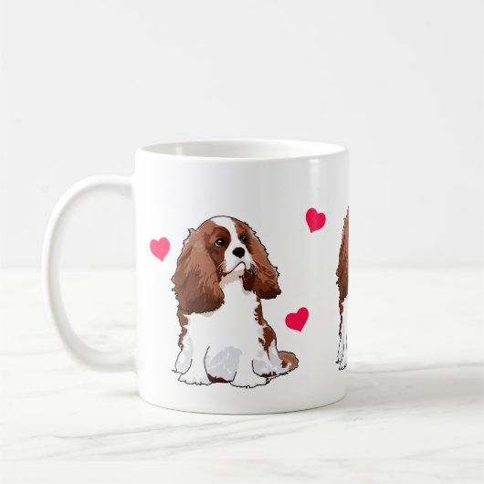Unbekümmerte Königcharles Spaniel-illustrierte Kaffeetasse (Links)