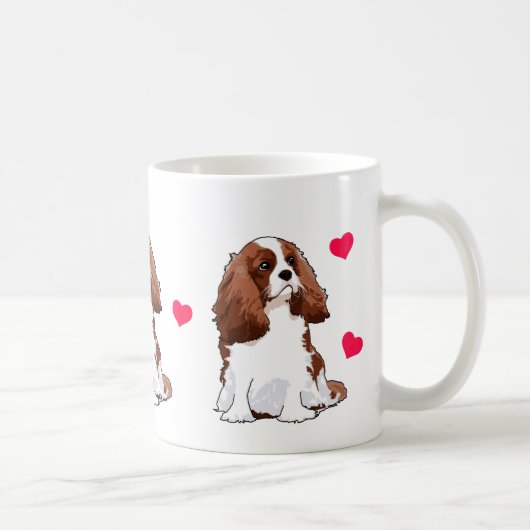 Unbekümmerte Königcharles Spaniel-illustrierte Kaffeetasse (Rechts)
