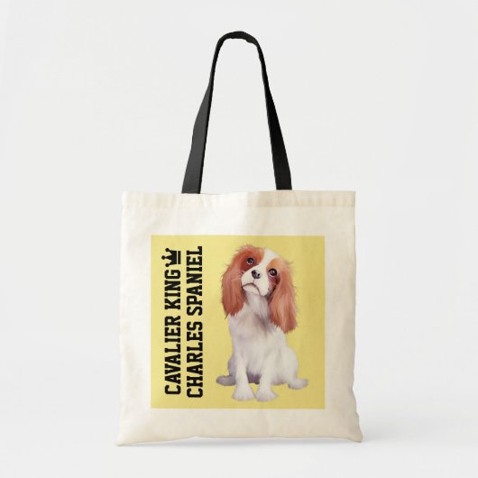 Unbekümmerte Königcharles Spaniel-illustrierte Tragetasche (Vorne)