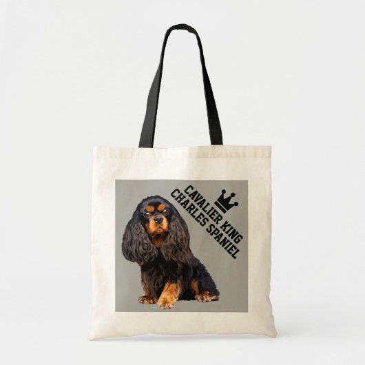 Unbekümmerte Königcharles Spaniel-illustrierte Tragetasche (Vorne)