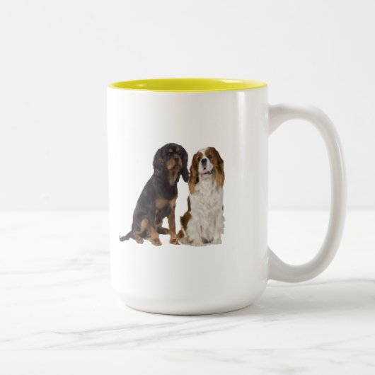 Unbekümmerte Königcharles Spaniel-Kaffee-Tasse Zweifarbige Tasse (Rechts)