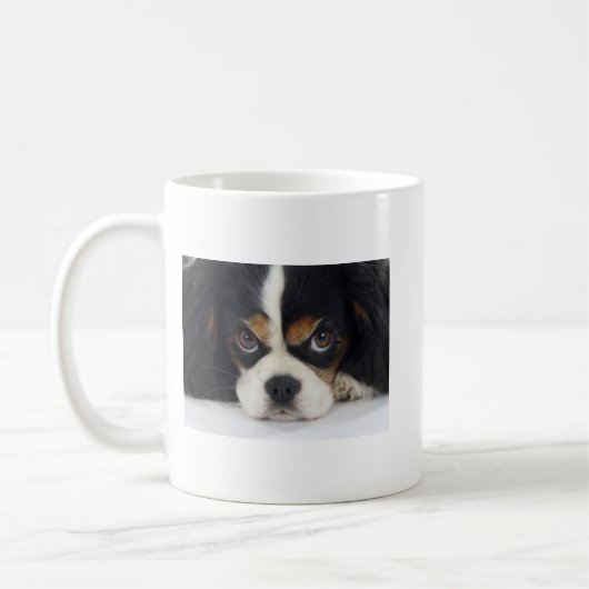 Unbekümmerte Königcharles Spaniel-Kaffeetasse Tri Kaffeetasse (Links)