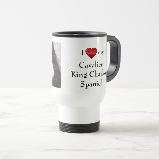 Unbekümmerte Königcharles Spaniel-Mama Reisebecher (VorderseiteRechts)