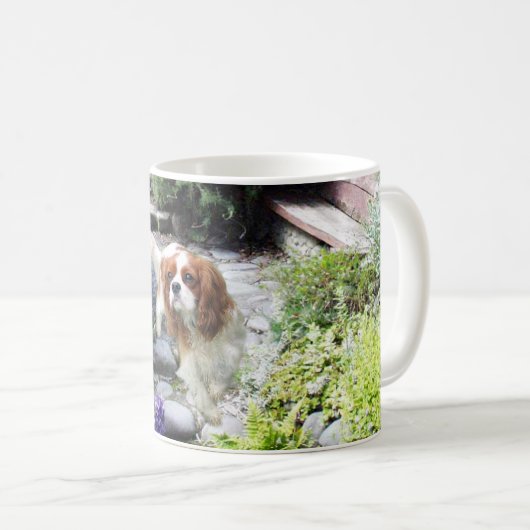 Unbekümmerte Königcharles Spaniel-Tasse Kaffeetasse (VorderseiteRechts)