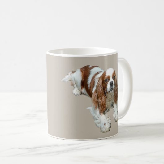 Unbekümmerte Königcharles Spaniel-Tasse Kaffeetasse (VorderseiteRechts)