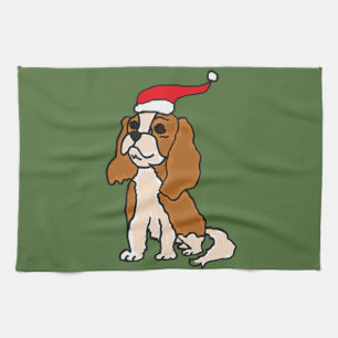 Unbekümmerte Königcharles Spaniel-Weihnachtskuns Geschirrtuch