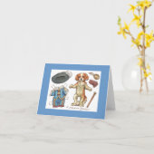 Unbekümmerte Spanielpapierpuppen-Anmerkungskarte Karte (Gelbe Blume)