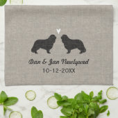 Unbekümmerter König Charles Silhouettes mit Herzen Küchentuch (Gefaltet)