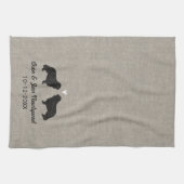 Unbekümmerter König Charles Silhouettes mit Herzen Küchentuch (Horizontal)