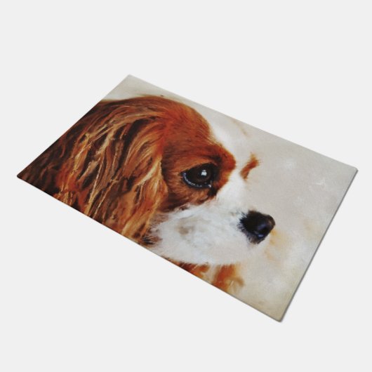 Unbekümmerter Königcharles Spaniel Fußmatte (Schrägansicht)