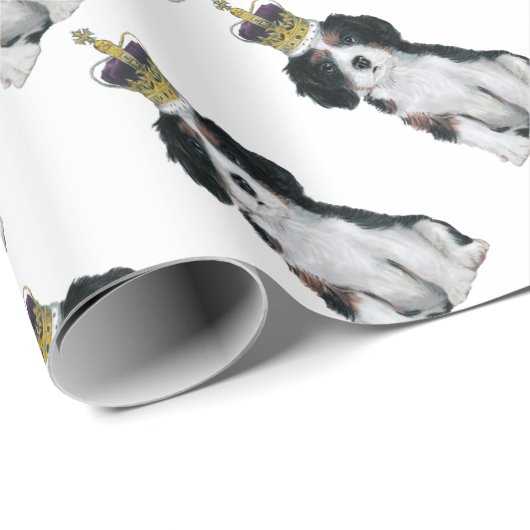 Unbekümmerter Königcharles Spaniel Geschenkpapier (Rolleneckpunkt)