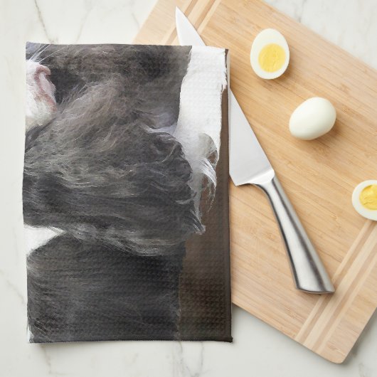 Unbekümmerter Königcharles Spaniel Geschirrtuch (Viertel Falte)