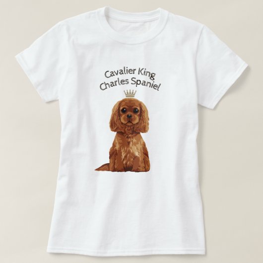 Unbekümmerter Königcharles Spaniel-illustrierter T T-Shirt (Design vorne)