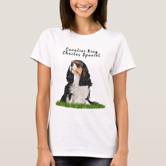 Unbekümmerter Königcharles Spaniel-illustrierter T T-Shirt (Vorderseite)