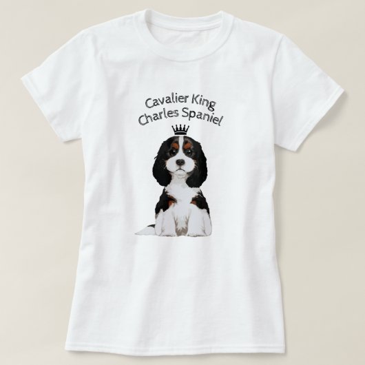 Unbekümmerter Königcharles Spaniel-illustrierter T T-Shirt (Design vorne)