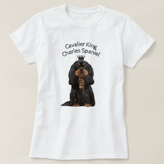 Unbekümmerter Königcharles Spaniel-illustrierter T T-Shirt (Design vorne)