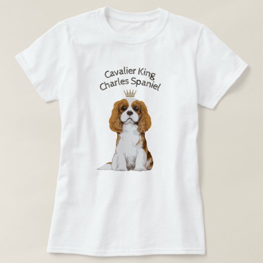 Unbekümmerter Königcharles Spaniel-illustrierter T T-Shirt (Design vorne)