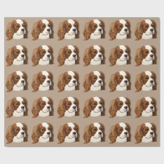 Unbekümmerter Königcharles Spaniel im Porträt Geschenkpapier (Flach)