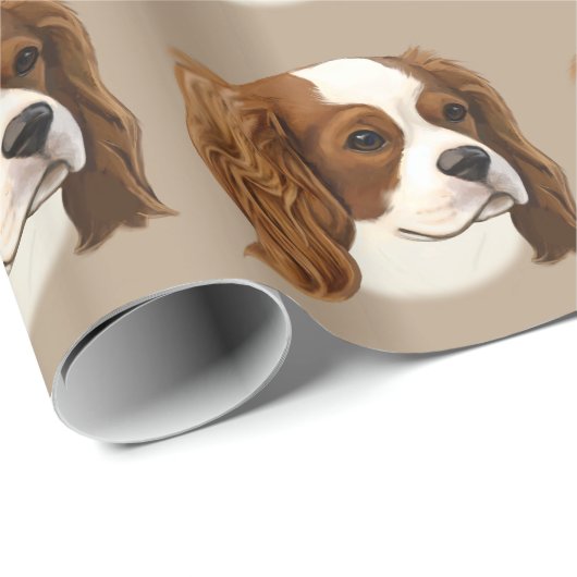 Unbekümmerter Königcharles Spaniel im Porträt Geschenkpapier (Rolleneckpunkt)