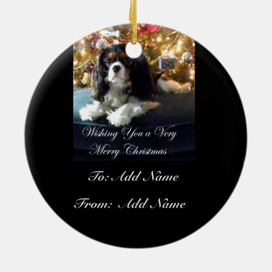 Unbekümmerter Königcharles Spaniel personifizieren Keramik Ornament (Hinten)