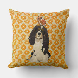 Unbekümmerter Königcharles Spaniel u. Eulen-Kissen Kissen