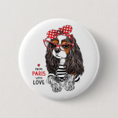 Unbekümmerter Königcharles Spaniel von Paris mit Button (Vorderseite)
