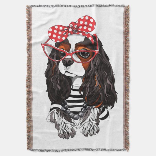 Unbekümmerter Königcharles Spaniel von Paris mit Decke (Vorderseite Vertikal)