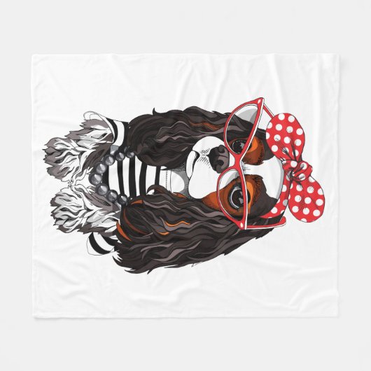 Unbekümmerter Königcharles Spaniel von Paris mit Fleecedecke (Vorderseite (Horizontal))