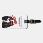 Unbekümmerter Königcharles Spaniel von Paris mit Gepäckanhänger (Vorderseite horizontal)