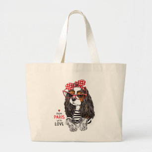 Unbekümmerter Königcharles Spaniel von Paris mit Jumbo Stoffbeutel