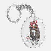 Unbekümmerter Königcharles Spaniel von Paris mit Schlüsselanhänger (Vorderseite links)