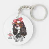Unbekümmerter Königcharles Spaniel von Paris mit Schlüsselanhänger (Rückseite)