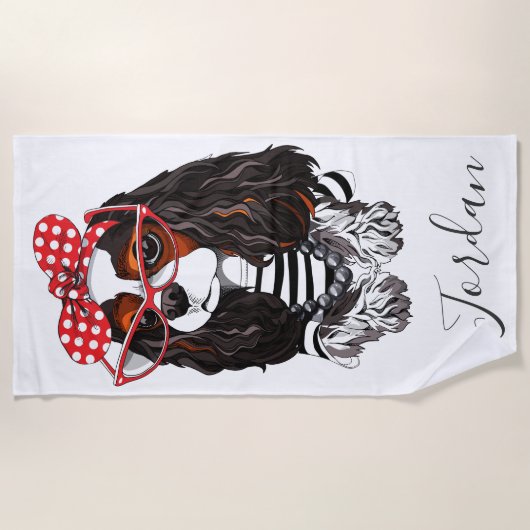 Unbekümmerter Königcharles Spaniel von Paris mit Strandtuch (Vorderseite)